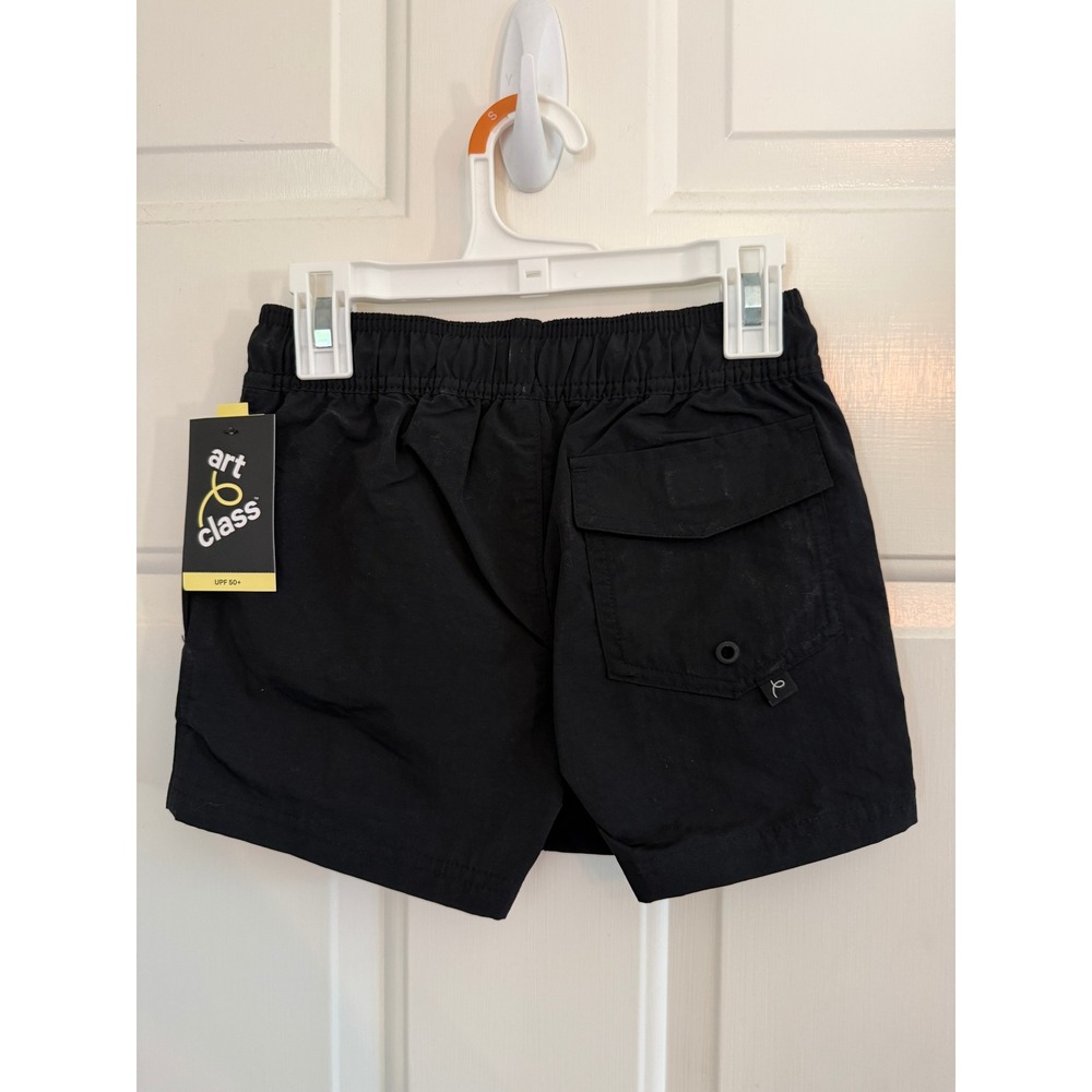 Art Class Boys Black Swim Trunks UPF 50+ Mid-Thigh‎ Shorts Size S 6/7 NWT - Picture 2 of 13